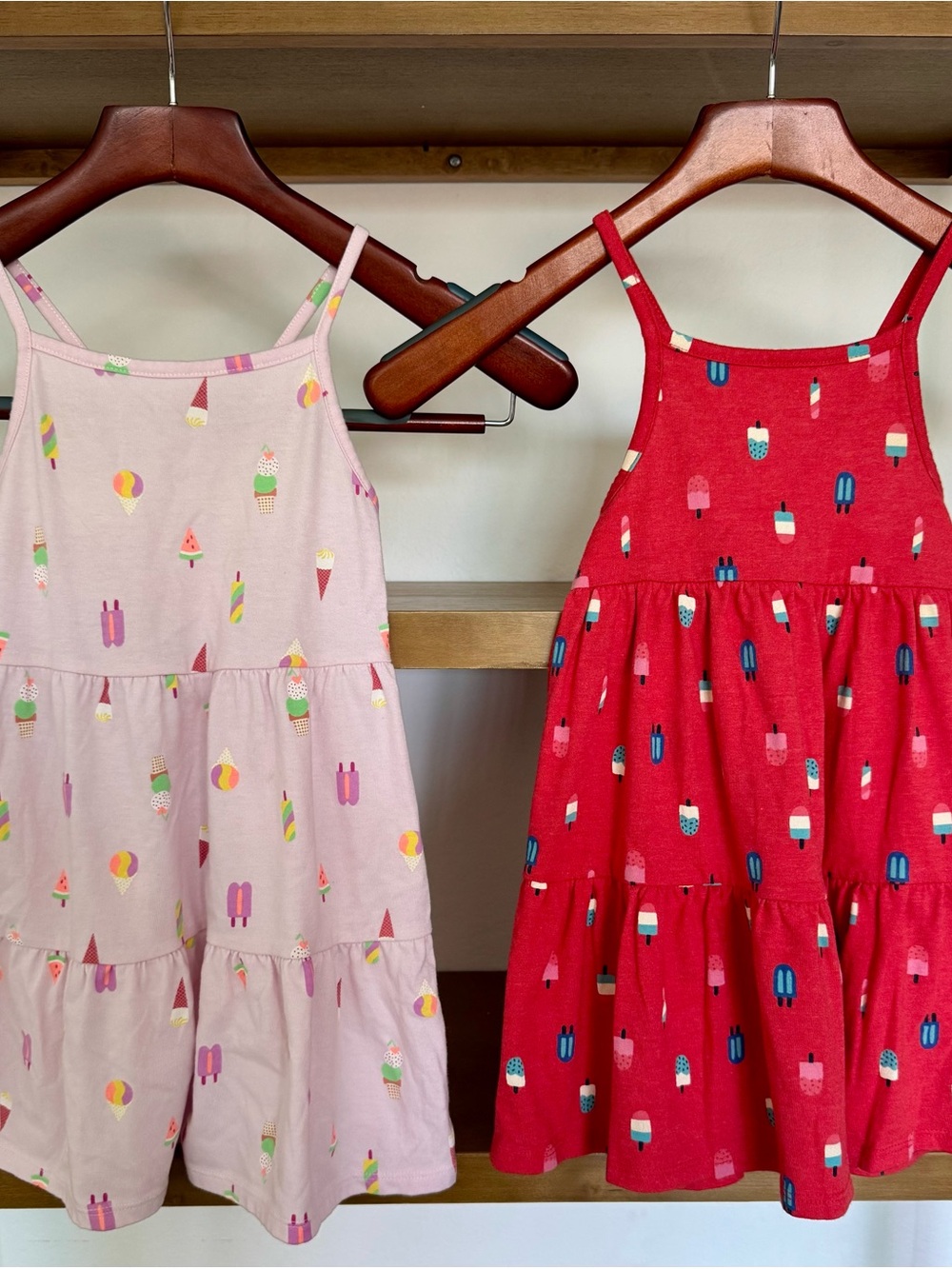 Cat & Jack Pink and Red Ice Cream Print Tiered Sundress Set